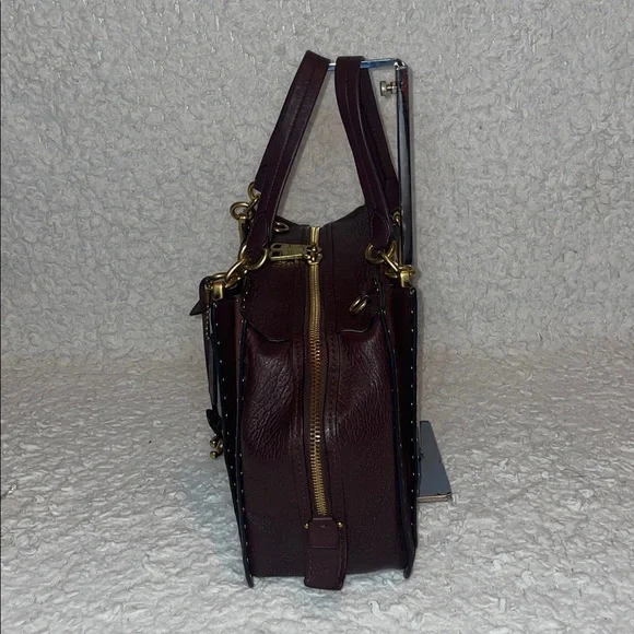 Coach Dreamer 36 Border Rivets Large Mixed Leather Suede Shoulder Bag in Brown - Picture 5 of 16